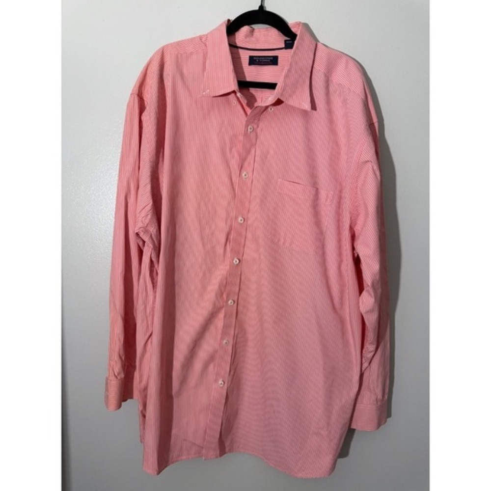 Roundtree & Yorke Dress Shirt Striped‎ Button Down Long Sleeve 4XT